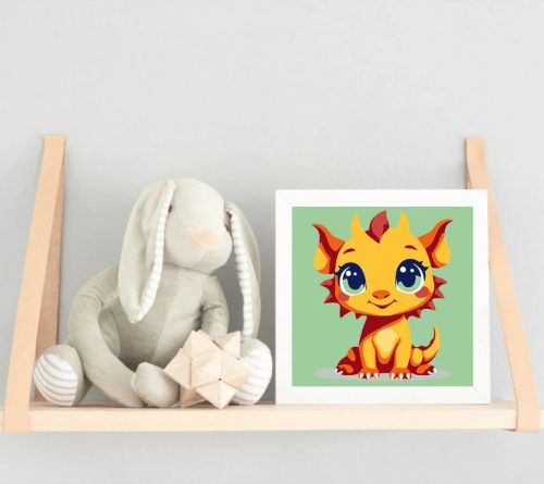 Csillogó sárkánymosoly - gyerek számfestő készlet - Számfestő.hu - 50×50cm - Keretre feszítve