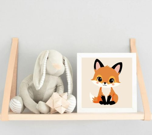 Kíváncsi kisróka tekintete - gyerek számfestő készlet - Számfestő.hu - 30×30cm - Keretre feszítve