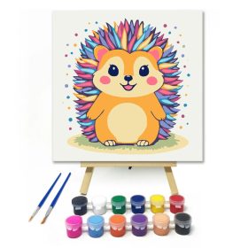 Szivárványos vidám sünike - gyerek számfestő készlet - Számfestő.hu - 20×20cm - Keret nélkül