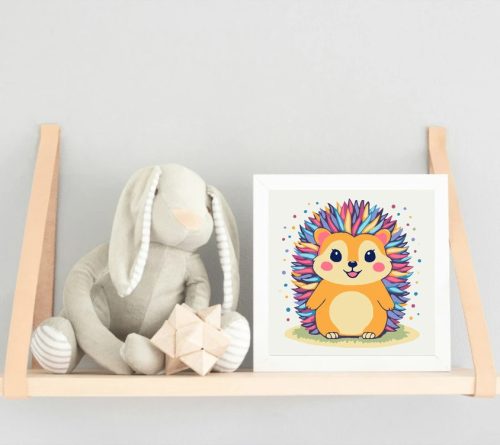 Szivárványos vidám sünike - gyerek számfestő készlet - Számfestő.hu - 30×30cm - Keret nélkül