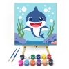 Mosolygós kis cápa - gyerek számfestő készlet - Számfestő.hu - 20×20cm - Keretre feszítve