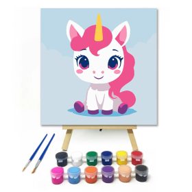 Bájos unikornis varázsa - gyerek számfestő készlet - Számfestő.hu - 20×20cm - Keret nélkül