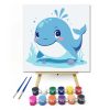 Mosolygós kis bálna - gyerek számfestő készlet - Számfestő.hu - 50×50cm - Keretre feszítve
