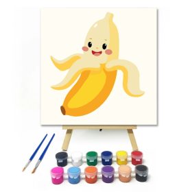 Vidám banán - gyerek számfestő készlet - Számfestő.hu - 20×20cm - Keret nélkül