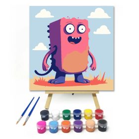 Mosolygós szörnyike - gyerek számfestő készlet - Számfestő.hu - 20×20cm - Keret nélkül