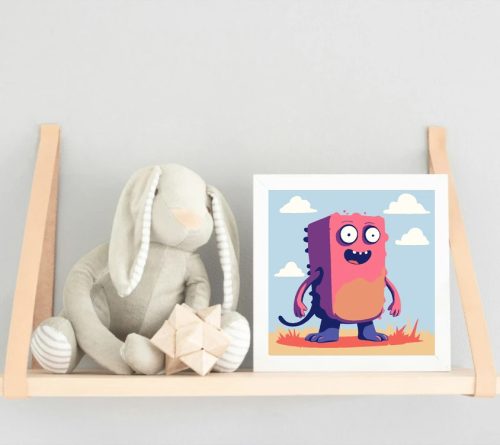 Mosolygós szörnyike - gyerek számfestő készlet - Számfestő.hu - 50×50cm - Keret nélkül