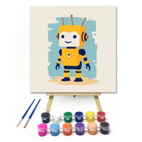 Játékos robot - gyerek számfestő készlet - Számfestő.hu - 20×20cm - Keret nélkül
