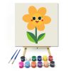 Mosolygós napraforgó - gyerek számfestő készlet - Számfestő.hu - 40×40cm - Keret nélkül