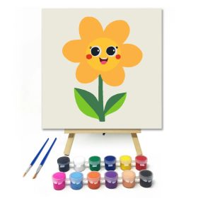 Mosolygós napraforgó - gyerek számfestő készlet - Számfestő.hu - 20×20cm - Keret nélkül