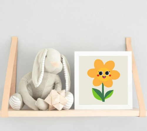 Mosolygós napraforgó - gyerek számfestő készlet - Számfestő.hu - 20×20cm - Keret nélkül