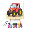 Piros traktor - gyerek számfestő készlet - Számfestő.hu - 30×30cm - Keretre feszítve