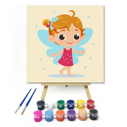Bájos tündérlány - gyerek számfestő készlet - Számfestő.hu - 30×30cm - Keret nélkül