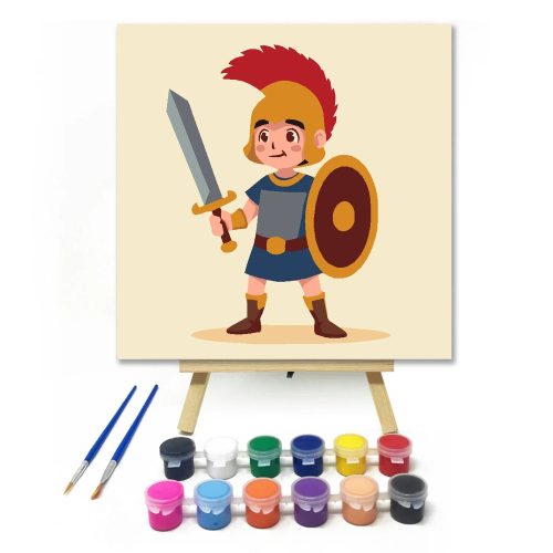 Bátor harcos - gyerek számfestő készlet - Számfestő.hu - 30×30cm - Keretre feszítve