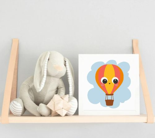 Vidám hőlégballon - gyerek számfestő készlet - Számfestő.hu - 50×50cm - Keretre feszítve