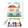 Nyári fagyis autó - gyerek számfestő készlet - Számfestő.hu - 40×40cm - Keret nélkül