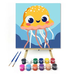Vidám medúza - gyerek számfestő készlet - Számfestő.hu - 20×20cm - Keret nélkül
