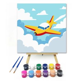 Kalandos kisrepülő útja - gyerek számfestő készlet - Számfestő.hu - 20×20cm - Keret nélkül