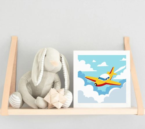 Kalandos kisrepülő útja - gyerek számfestő készlet - Számfestő.hu - 20×20cm - Keret nélkül