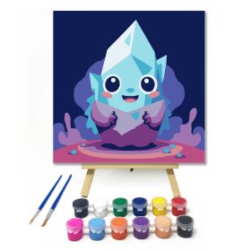 Mosolygós jégkristály - gyerek számfestő készlet - Számfestő.hu - 20×20cm - Keret nélkül