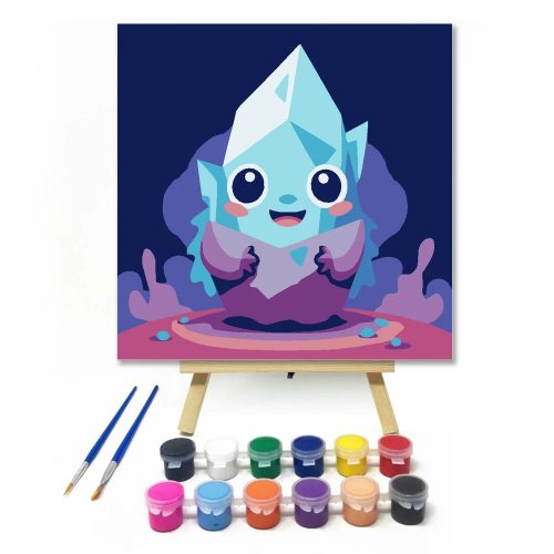 Mosolygós jégkristály - gyerek számfestő készlet - Számfestő.hu - 50×50cm - Keret nélkül