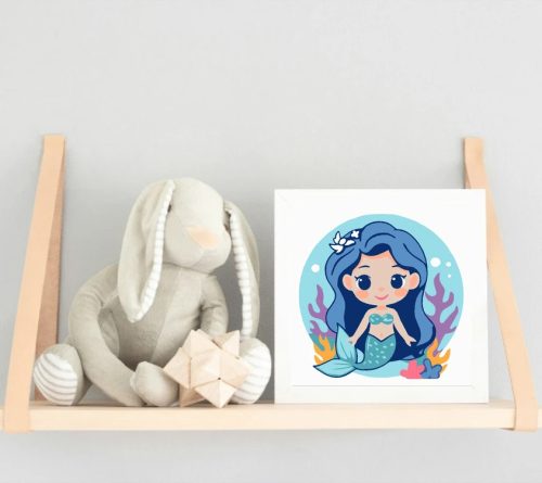 Álmodozó sellőlány - gyerek számfestő készlet - Számfestő.hu - 40×40cm - Keretre feszítve