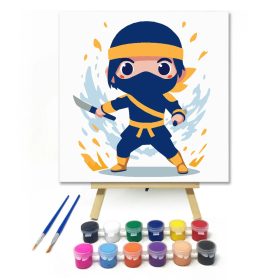 Bátor ninja kardcsapása - gyerek számfestő készlet - Számfestő.hu - 20×20cm - Keret nélkül