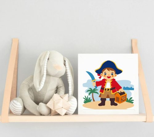 Kis kalóz kincse - gyerek számfestő készlet - Számfestő.hu - 20×20cm - Keretre feszítve