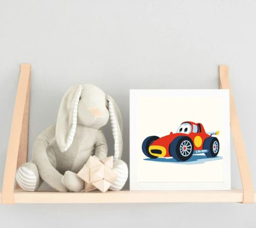 Kalandos versenyautó - gyerek számfestő készlet - Számfestő.hu - 40×40cm - Keret nélkül