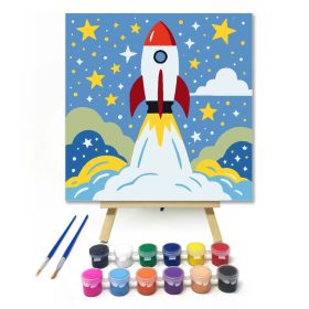 Csillagos felszállás - gyerek számfestő készlet - Számfestő.hu - 20×20cm - Keret nélkül