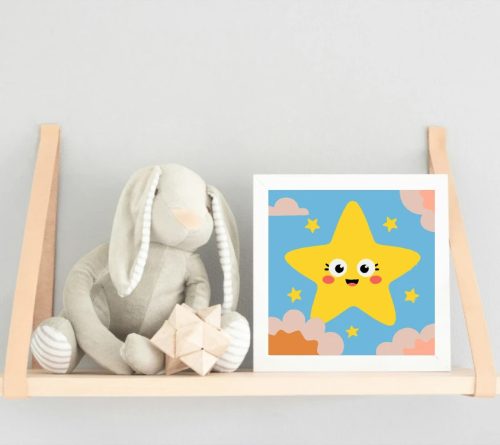 Mosolygós csillag - gyerek számfestő készlet - Számfestő.hu - 30×30cm - Keretre feszítve