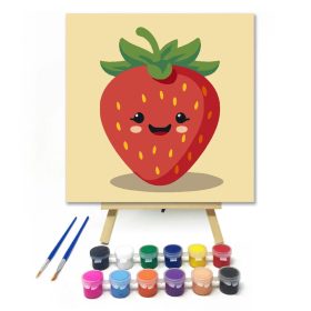 Vidám eper napja - gyerek számfestő készlet - Számfestő.hu - 20×20cm - Keret nélkül