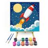 Űrrakéta útja - gyerek számfestő készlet - Számfestő.hu - 20×20cm - Keret nélkül