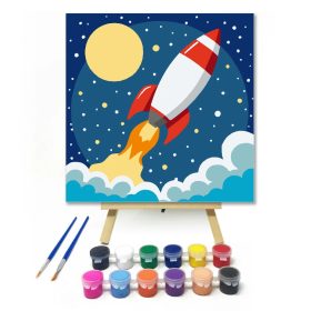 Űrrakéta útja - gyerek számfestő készlet - Számfestő.hu - 20×20cm - Keret nélkül