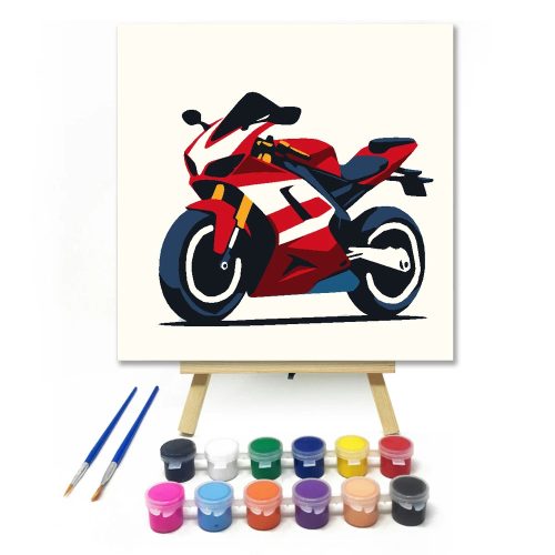 Sportmotor - gyerek számfestő készlet - Számfestő.hu - 20×20cm - Keret nélkül