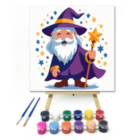 Mosolygós varázsló pálcája - gyerek számfestő készlet - Számfestő.hu - 20×20cm - Keret nélkül