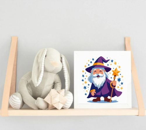 Mosolygós varázsló pálcája - gyerek számfestő készlet - Számfestő.hu - 50×50cm - Keret nélkül