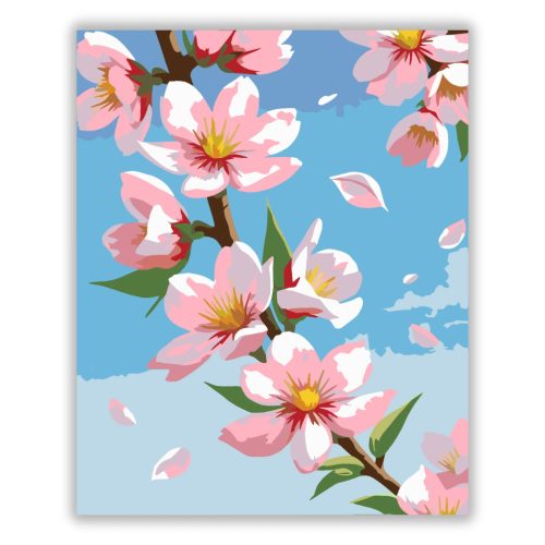 Tavaszi cseresznyevirágok - számfestő készlet - Számfestő.hu - 40×50cm - Keretre feszítve