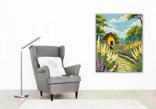 Virágágyások ösvénye - számfestő készlet - Számfestő.hu - 80×100cm - Keret nélkül