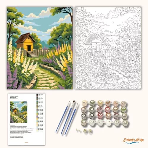 Virágágyások ösvénye - számfestő készlet - Számfestő.hu - 40×50cm - Keret nélkül