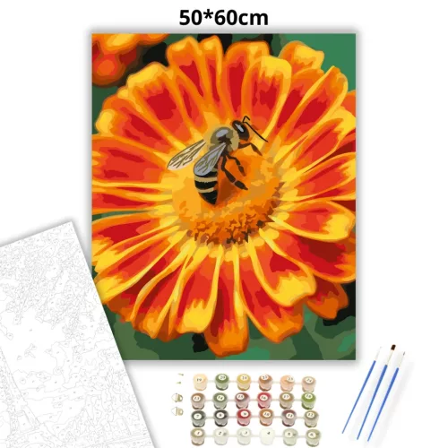 Napsütötte virág beporzása - számfestő készlet - Számfestő.hu - 50×60cm - Keretre feszítve