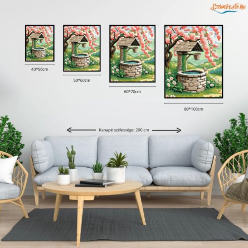 Tavaszi kőkút nyugalma - számfestő készlet - Számfestő.hu - 50×60cm - Keret nélkül