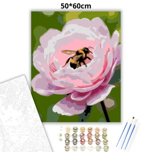 Üde bazsarózsa-pihenő - számfestő készlet - Számfestő.hu - 50×60cm - Keretre feszítve