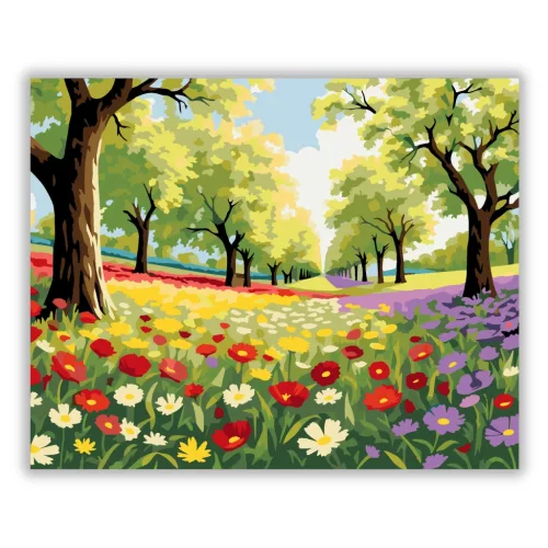 Napsütötte vadvirágok - számfestő készlet - Számfestő.hu - 60×70cm - Keret nélkül