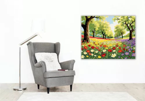 Napsütötte vadvirágok - számfestő készlet - Számfestő.hu - 60×70cm - Keretre feszítve