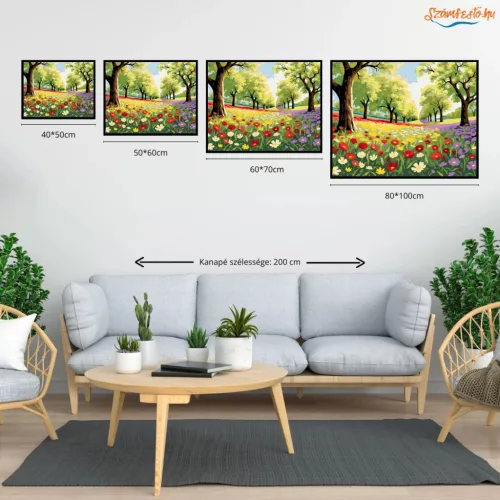 Napsütötte vadvirágok - számfestő készlet - Számfestő.hu - 40×50cm - Keretre feszítve