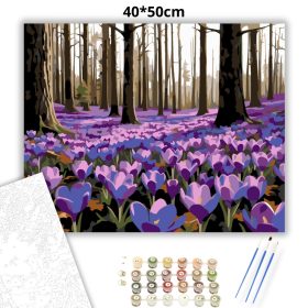 Krókuszos virágtenger - számfestő készlet - Számfestő.hu - 40×50cm - Keret nélkül