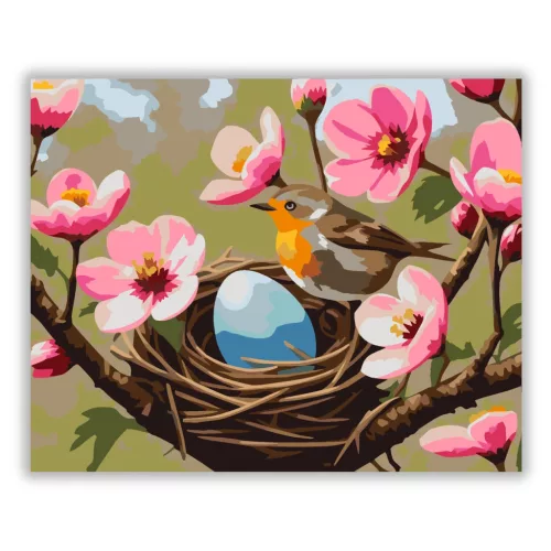 Tavaszi fészek - számfestő készlet - Számfestő.hu - 40×50cm - Keret nélkül