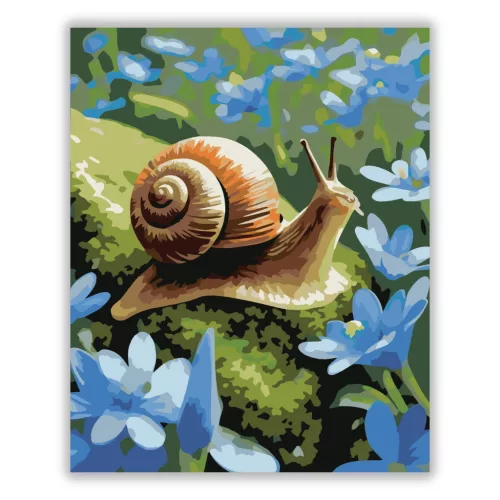 Kék virágok közt - számfestő készlet - Számfestő.hu - 50×60cm - Keret nélkül