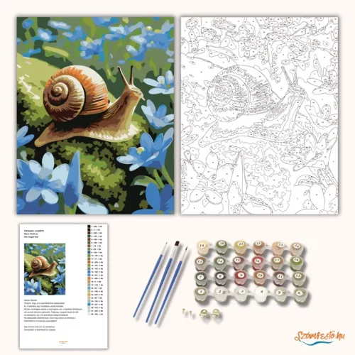 Kék virágok közt - számfestő készlet - Számfestő.hu - 60×70cm - Keret nélkül