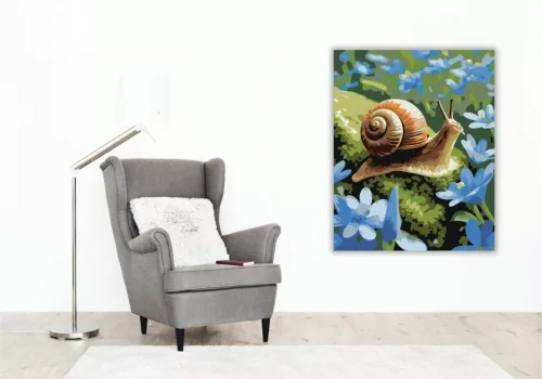 Kék virágok közt - számfestő készlet - Számfestő.hu - 60×70cm - Keretre feszítve